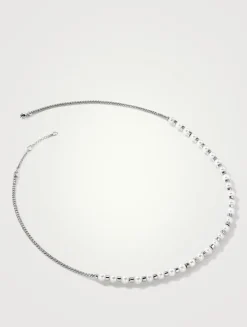 JH Essentials Sterling Silver Mini Chain Necklace With Pearls