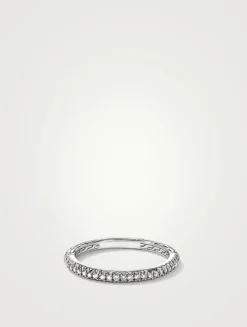 JH Essentials Sterling Silver Pavé Diamond Band Ring