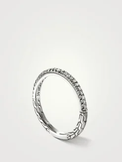 JH Essentials Sterling Silver Pavé Diamond Band Ring