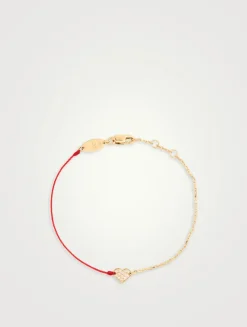 Joli Cœur String-Chain 18K Gold Bracelet With Diamonds