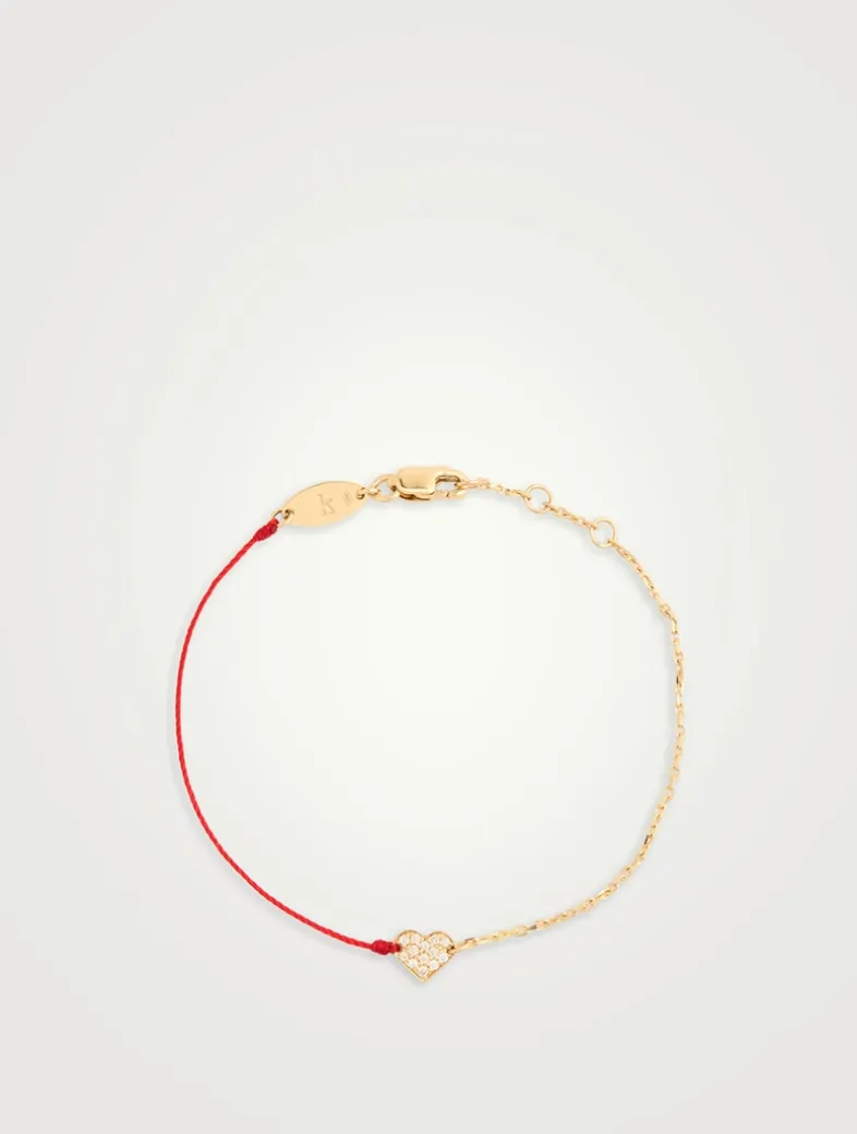Joli Cœur String-Chain 18K Gold Bracelet With Diamonds