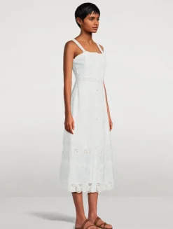 Judalon Embroidered Lace Midi Dress