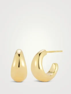 Jumbo 14K Gold Dome Hoop Earrings