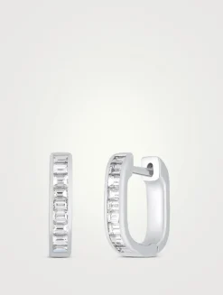 Jumbo Lola 14K White Gold Huggie Hoop Earrings With Diamonds