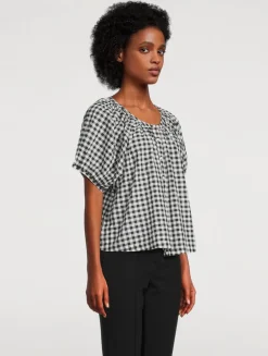 June Puff-Sleeve Shirt In Gingham Print