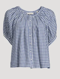 June Puff-Sleeve Shirt In Gingham Print