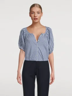 June Puff-Sleeve Shirt In Gingham Print