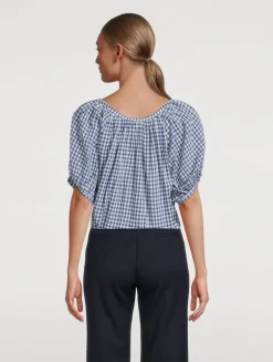 June Puff-Sleeve Shirt In Gingham Print