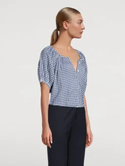 June Puff-Sleeve Shirt In Gingham Print