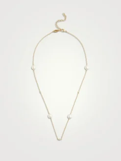 18K Gold Akoya Pearl And Diamond Necklace