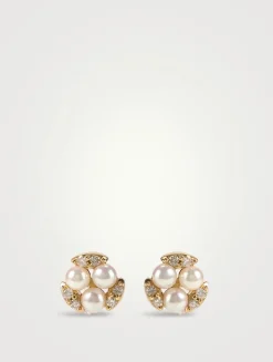 18K Gold Akoya Pearl And Diamond Earrings