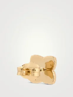 14K Gold Bezel Moroccan Stud Earrings With Pavé Diamonds