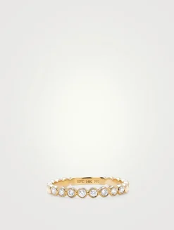14K Gold Bezel Stack Ring With Diamonds