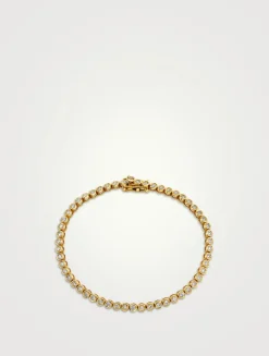 14K Gold Bezel Tennis Bracelet With Diamonds
