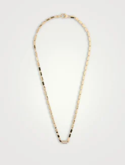 18K Gold Block-Chain Single Pavé Diamond Thick Necklace
