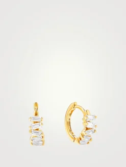 18K Gold Bold Diamond Huggie Hoop Earrings