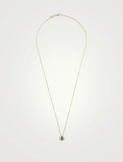 18K Gold Bold One-Of-A-Kind Emerald Diamond Spark Pendant Necklace