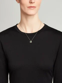 18K Gold Bold One-Of-A-Kind Emerald Diamond Spark Pendant Necklace