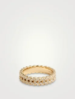 18K Gold Braided Ring With Diamonds