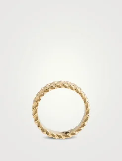 18K Gold Braided Ring With Diamonds