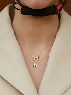 9K Gold Caballo Enamel Necklace