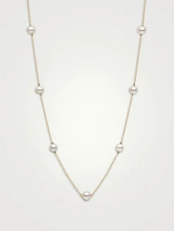 18K Gold Chain Necklace With Pearls