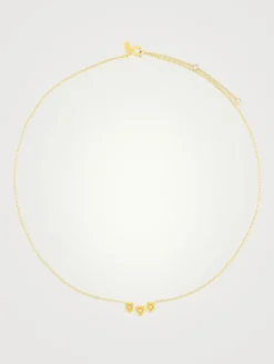 14K Gold Cherry Blossom Necklace With Diamonds
