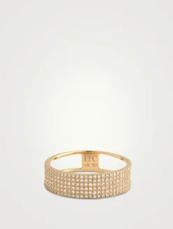 14K Gold Cigar Band Ring With Diamonds