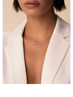 18K Gold Classic Diamond Bar Pendant Necklace