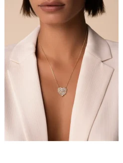 18K Gold Classic Diamond Medium Heart Pendant Necklace