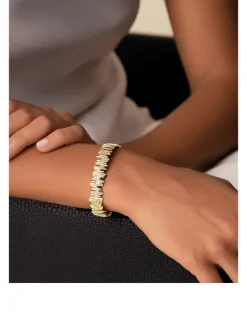 18K Gold Classic Gold Milli Half Pavé Diamond Bangle Bracelet