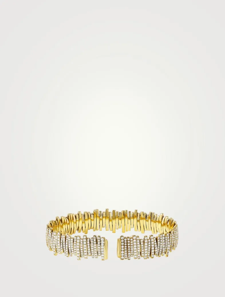 18K Gold Classic Milli Full Pavé Diamond Bangle Bracelet
