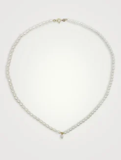 14K Gold Contrast Petite Pearl Necklace