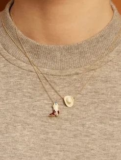 9K Gold Cowboy Boot Pendant Necklace