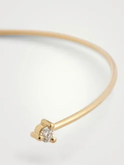 14K Gold Cuff Bracelet With Pearl And Diamond
