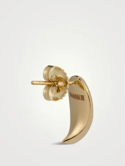 18K Gold Curved Claw Stud Earrings