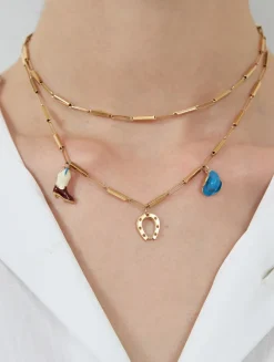 9K Gold Deco Tubitos Cowboy Charm Necklace