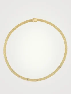 14K Gold Diamond Bar Mesh Necklace