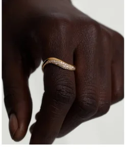 14K Gold Dôme Figure Diamond Dipped Ring