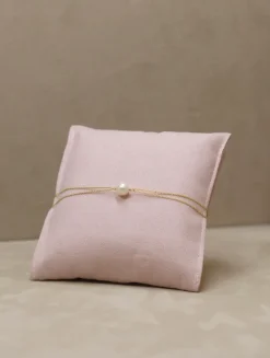 14K Gold Double Chain Oval Pearl Bracelet