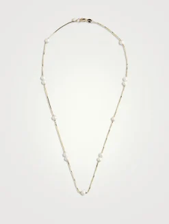 14K Gold Double Floating Pearl Necklace