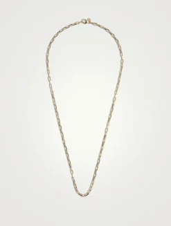 14K Gold Elongated Cable Chain Necklace - 18-Inch