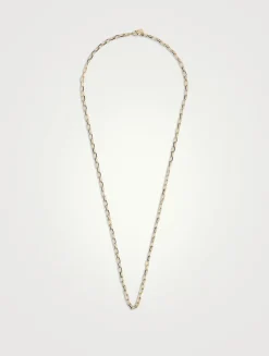 14K Gold Elongated Cable Chain Necklace - 20-Inch