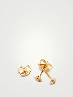 14K Gold Fine Diamond Heart Stud Earrings