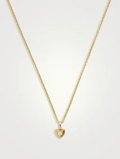 14K Gold Fine Diamond Heart Mini Pendant Necklace