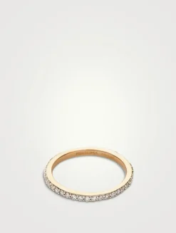 14K Gold Fine Slim Eternity Ring With Diamonds