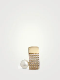 14K Gold Five-Row Cuff With Diamonds And Pearl