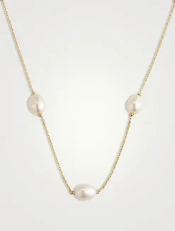 14K Gold Floating Pearl Necklace