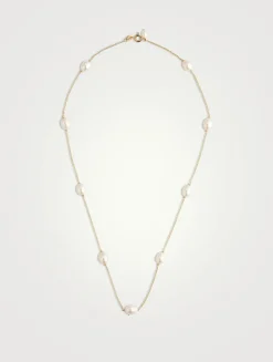 14K Gold Floating Pearl Necklace
