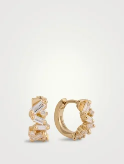 18K Gold Frenzy Diamond Huggie Hoop Earrings